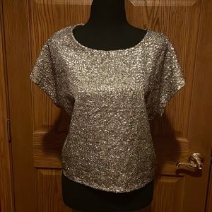 Kiera short sleeved sliver sequined top